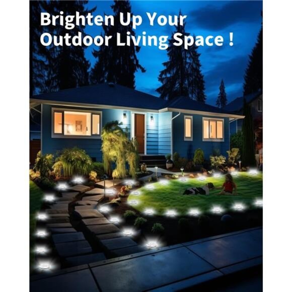 Solar Ground Lights Outdoor 12 Pack Waterproof Pathway Garden Lawn Landscape - Picture 2 of 7
